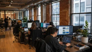 Digital marketing team working in a New York agency office